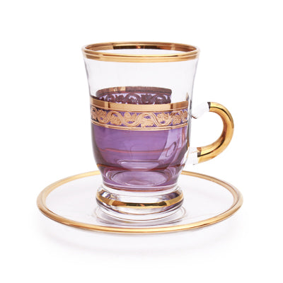Arabic Tea Set Of 6 - Purple Elegance