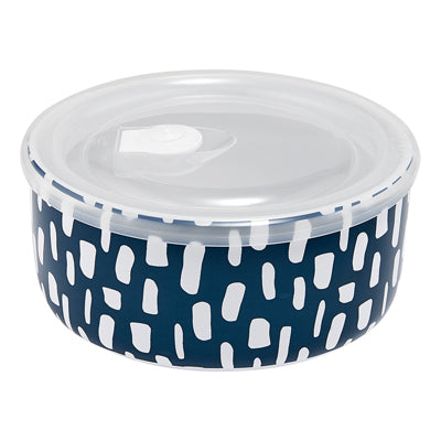 Abode Ink Blue Dashes 16cm Microwave Food Bowl