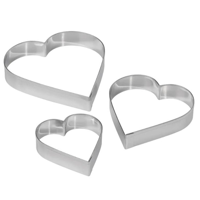 PLAIN HEART CUTTERS SET OF 3, STAINLESS STEEL