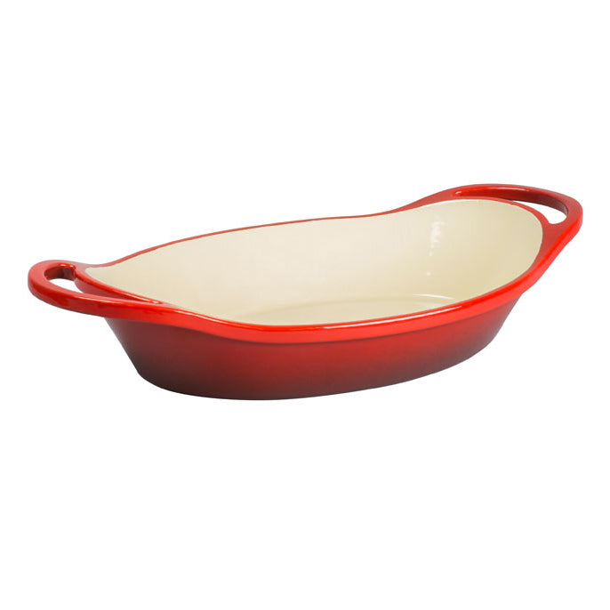 Oval Enameled Cast Iron Casserole 2qt - Red