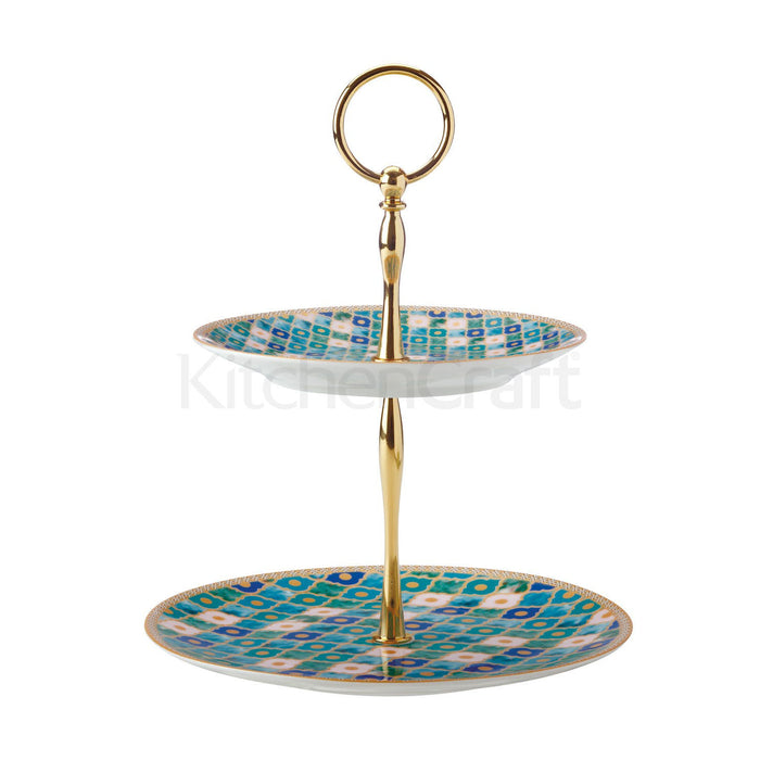 Kasbah Mint Two Tiered Cup Cakes Stand