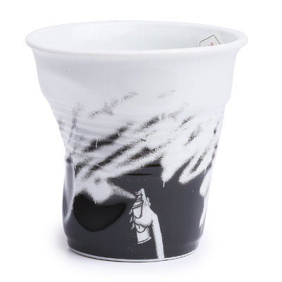 Crumple Cappuccino Cup (180ml) - White Monochrome Black