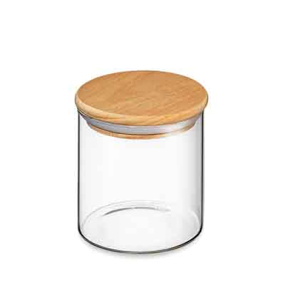 Storage Glass W/ Wooden Lid 600ml