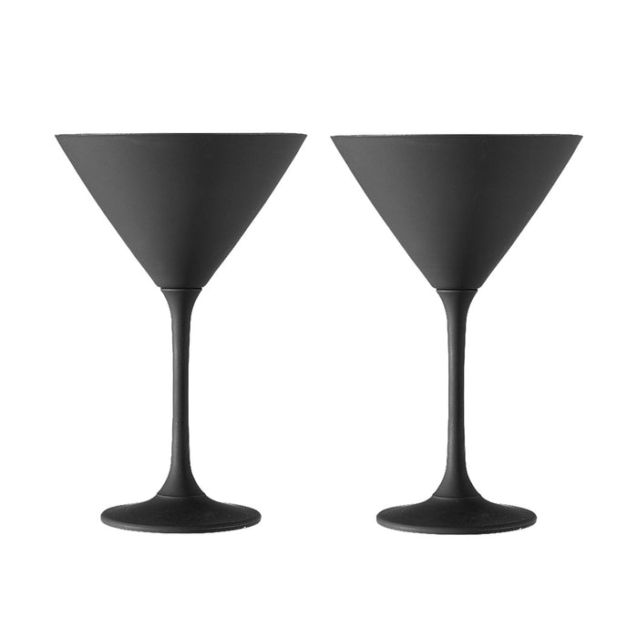 AURORA MATTE BLACK 2PK MARTINI GLASS