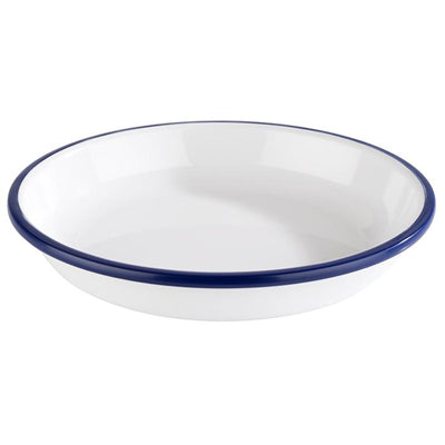 Soup Plate "Enamel Look" 19 X 3 Cm - White W/ Blue Edge